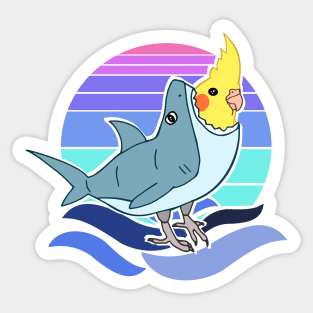 Cockatiel dressed like cute Shark Sticker